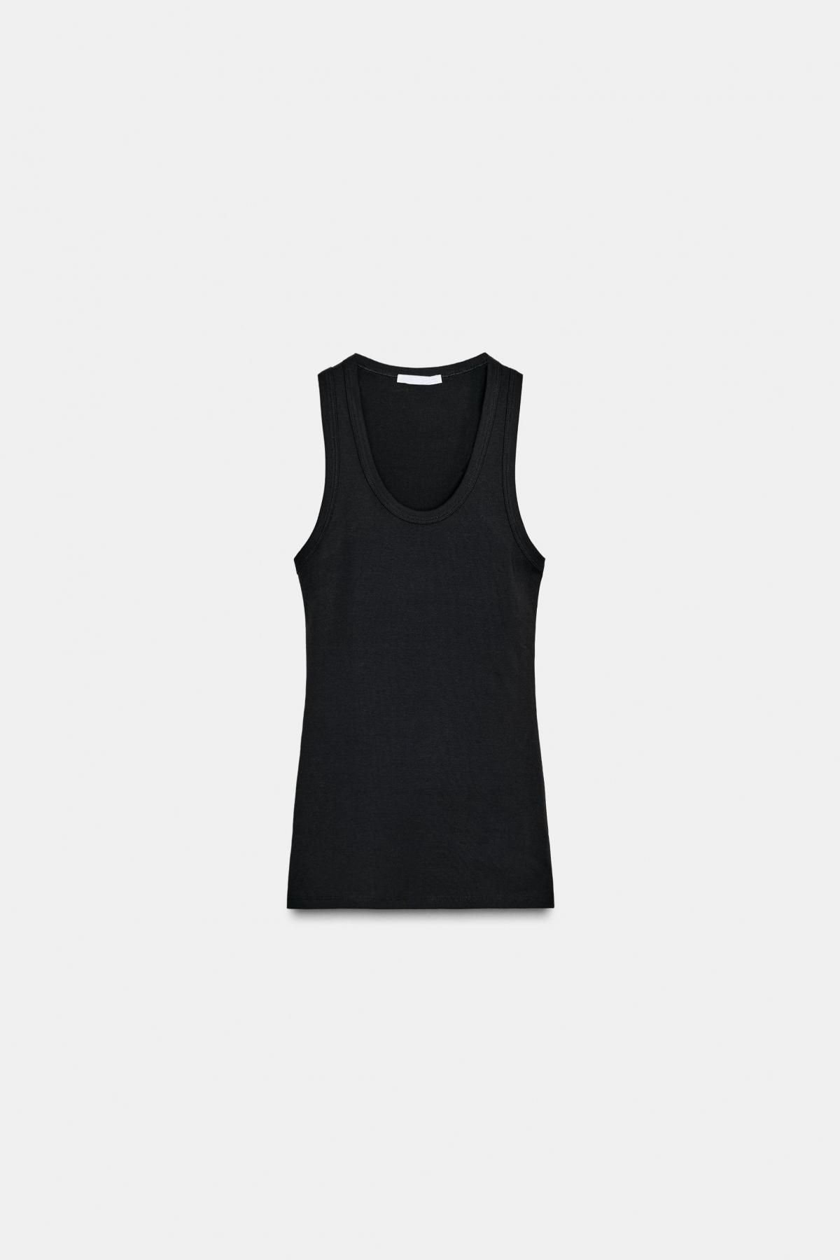 자라 프리미엄 수피마 슬림핏 라운드넥 민소매 탑 3641/724 BLACK - 메인 이미지