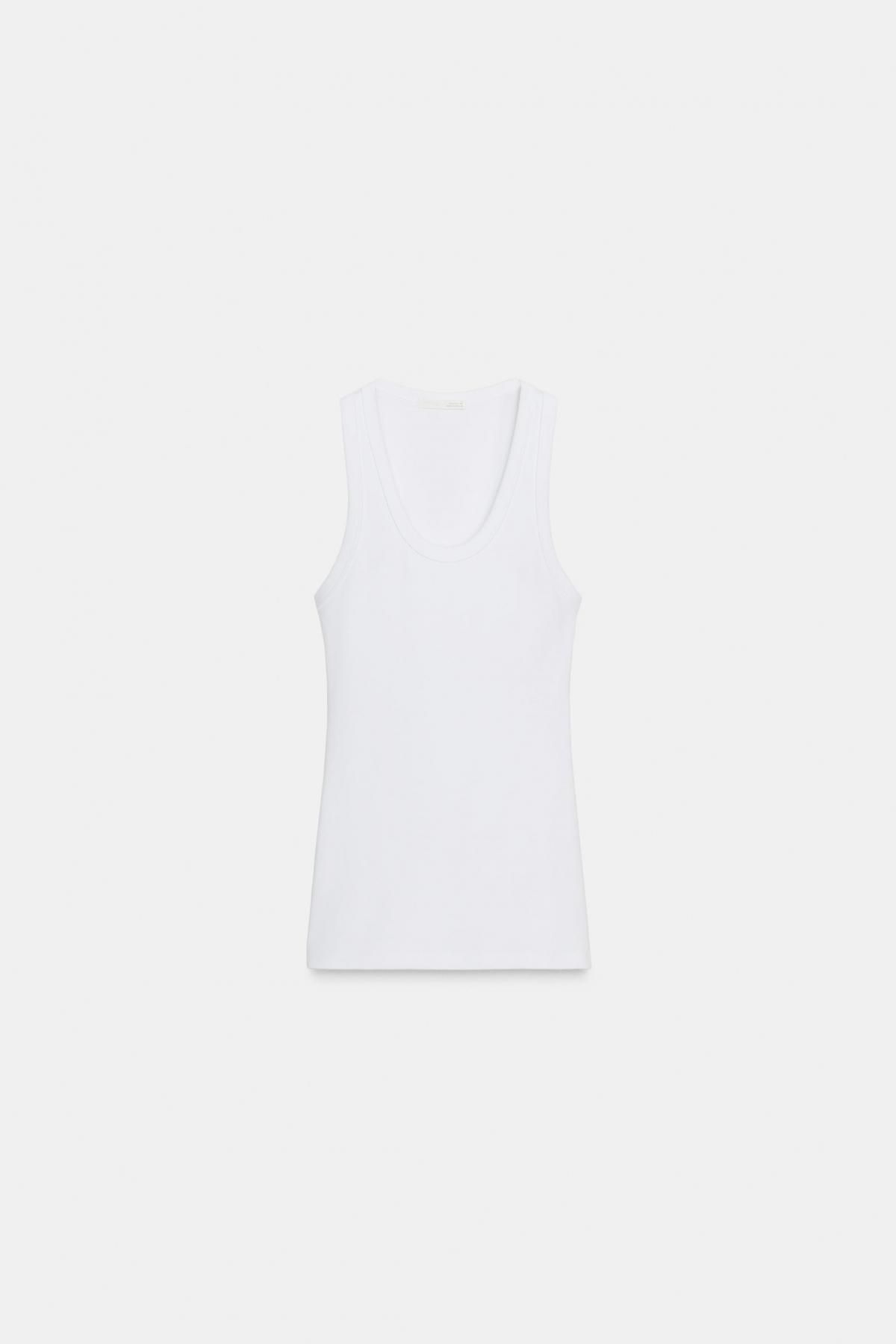 자라 프리미엄 수피마 코튼 슬림핏 민소매 탑 3641/724 WHITE - 메인 이미지
