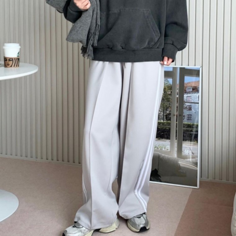 밴딩 팬츠 와이드 통바지 추리닝 남녀공용 편한 두줄 - 상품 이미지