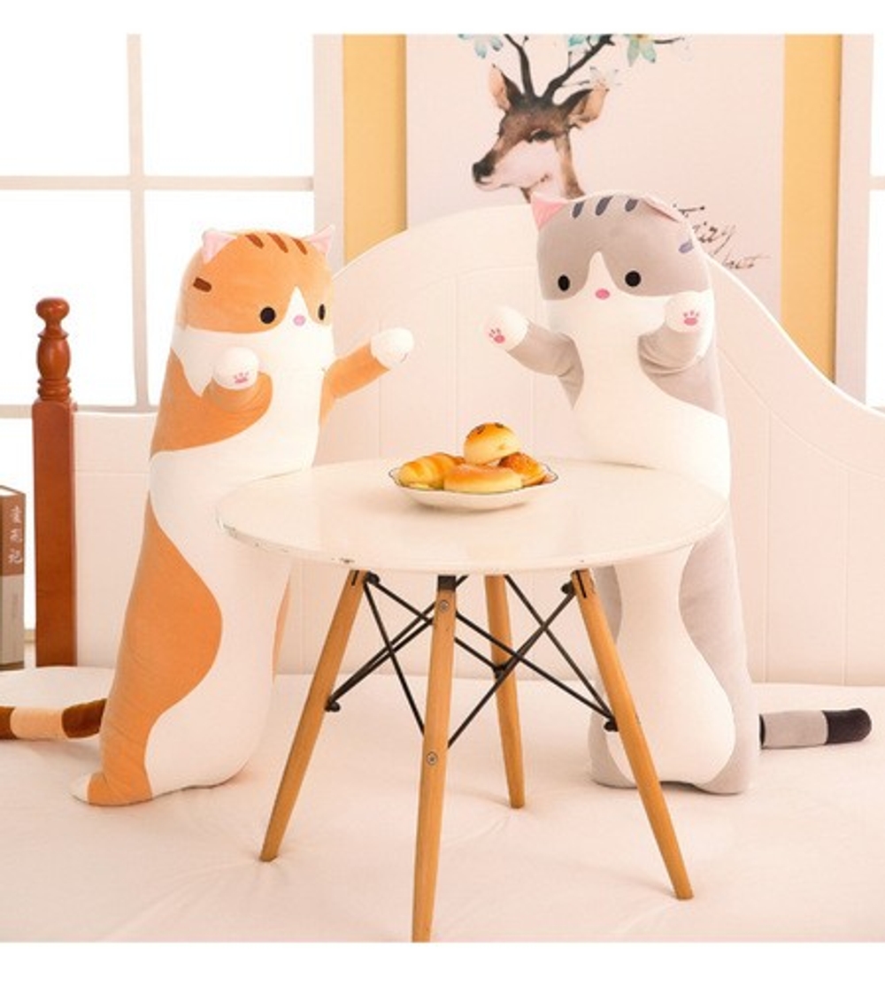 고양이 바디필로우 90cm 브라운 안고 자는 베개 - 상품 이미지