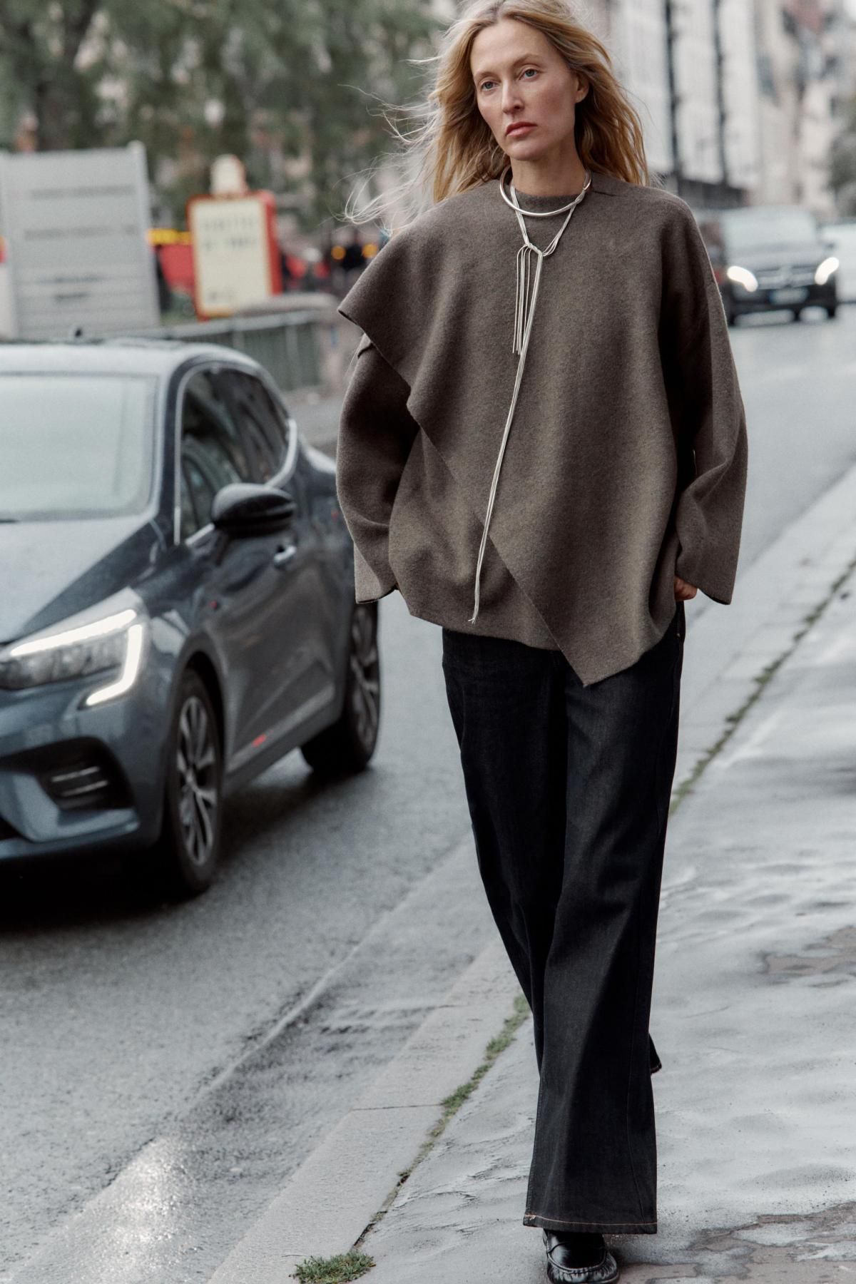 자라 모던 스카프 니트 숏 코트 2756/140 BROWN / TAUPE - 상세 이미지 2