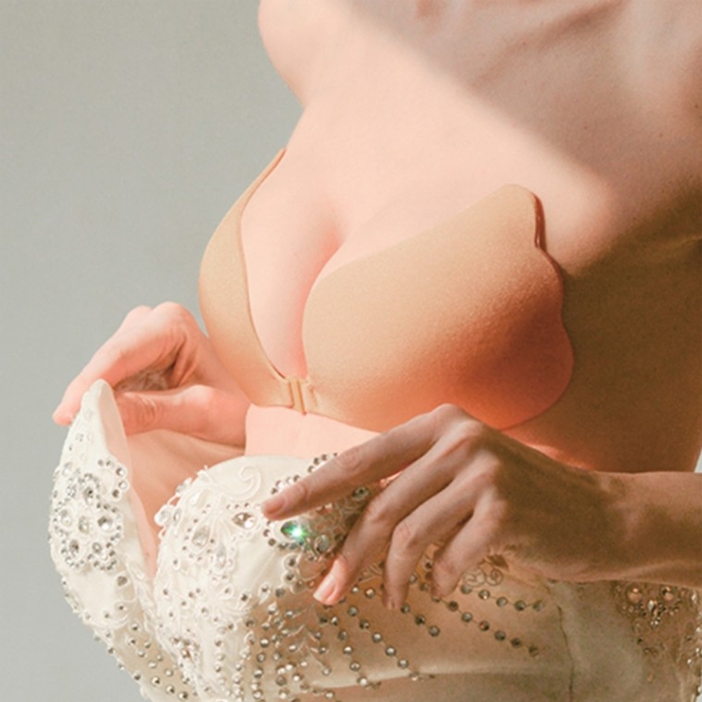 붙이는 웨딩 촬영 브라 속옷 4size 오프숄더 웨딩드레스 누디 뽕 누드브라 - 상품 이미지