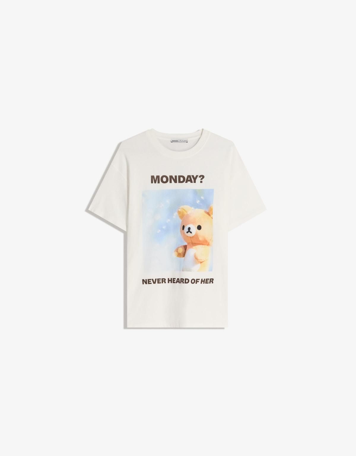 버쉬카 리락쿠마 프린트 데일리 반팔 티셔츠 7837/256 OFF WHITE - 상품 이미지