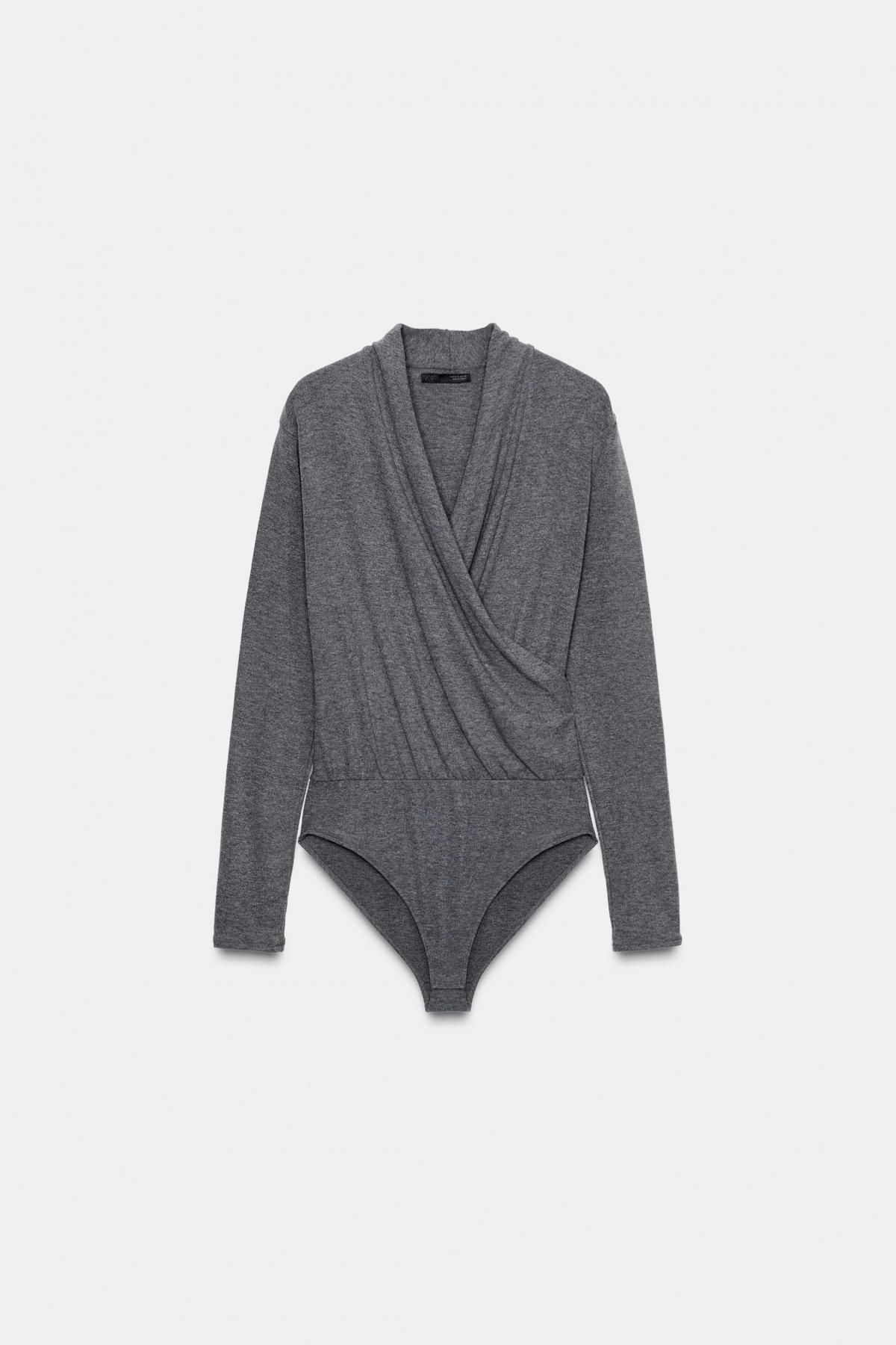 자라 브이넥 소프트 랩 긴팔 바디수트 5039/854 GREY MARL - 메인 이미지