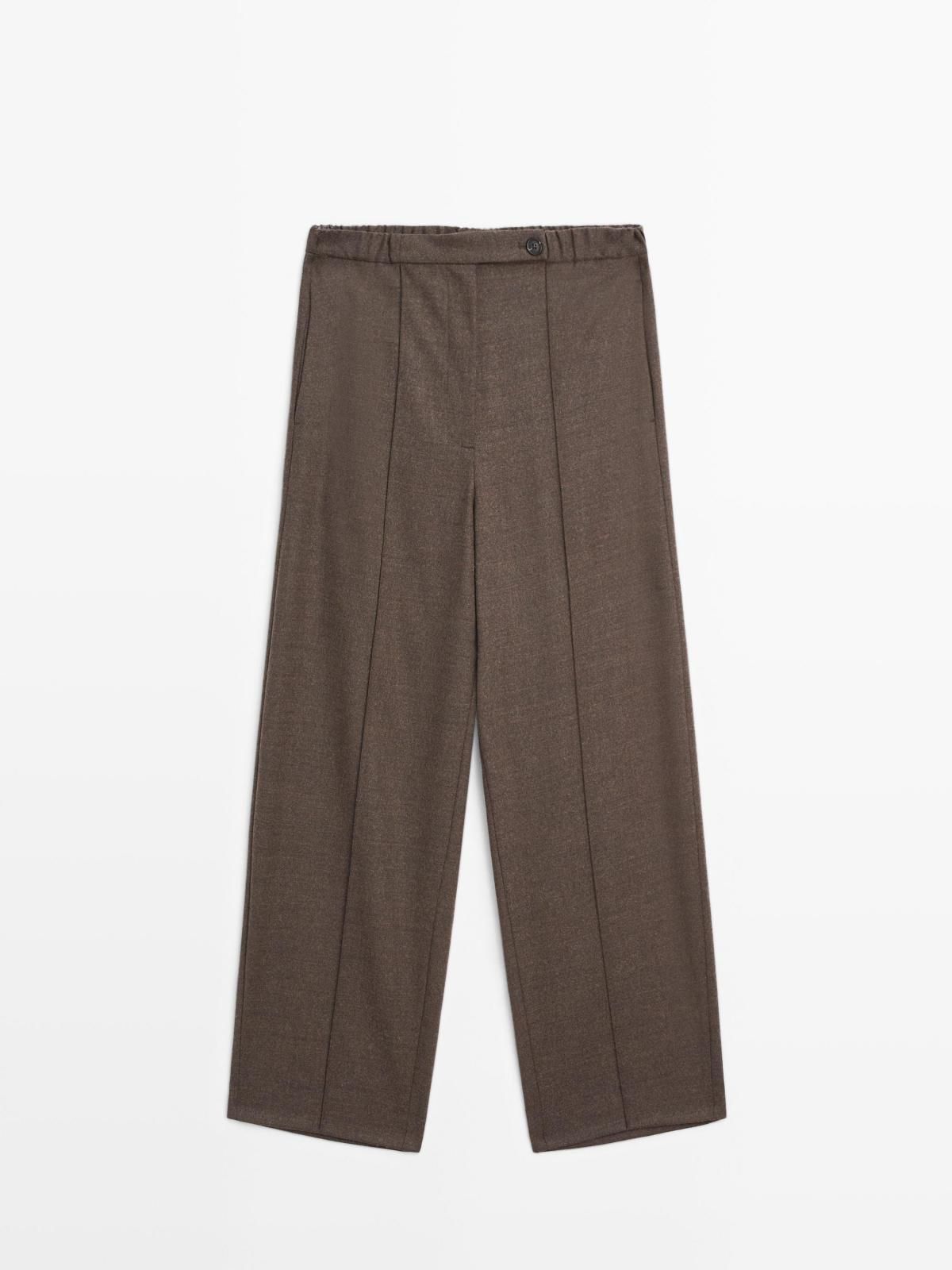 마시모두띠 울 블렌드 배럴핏 와이드 슬랙스 팬츠 5058/906 MOLE BROWN - 상품 이미지