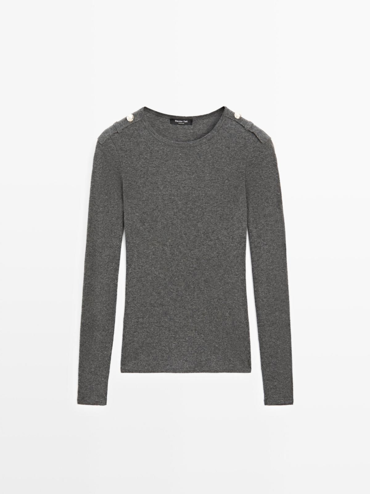 마시모두띠 골드 숄더 코튼 혼방 니트 긴팔 티셔츠 6285/106 GREY MARL - 상품 이미지