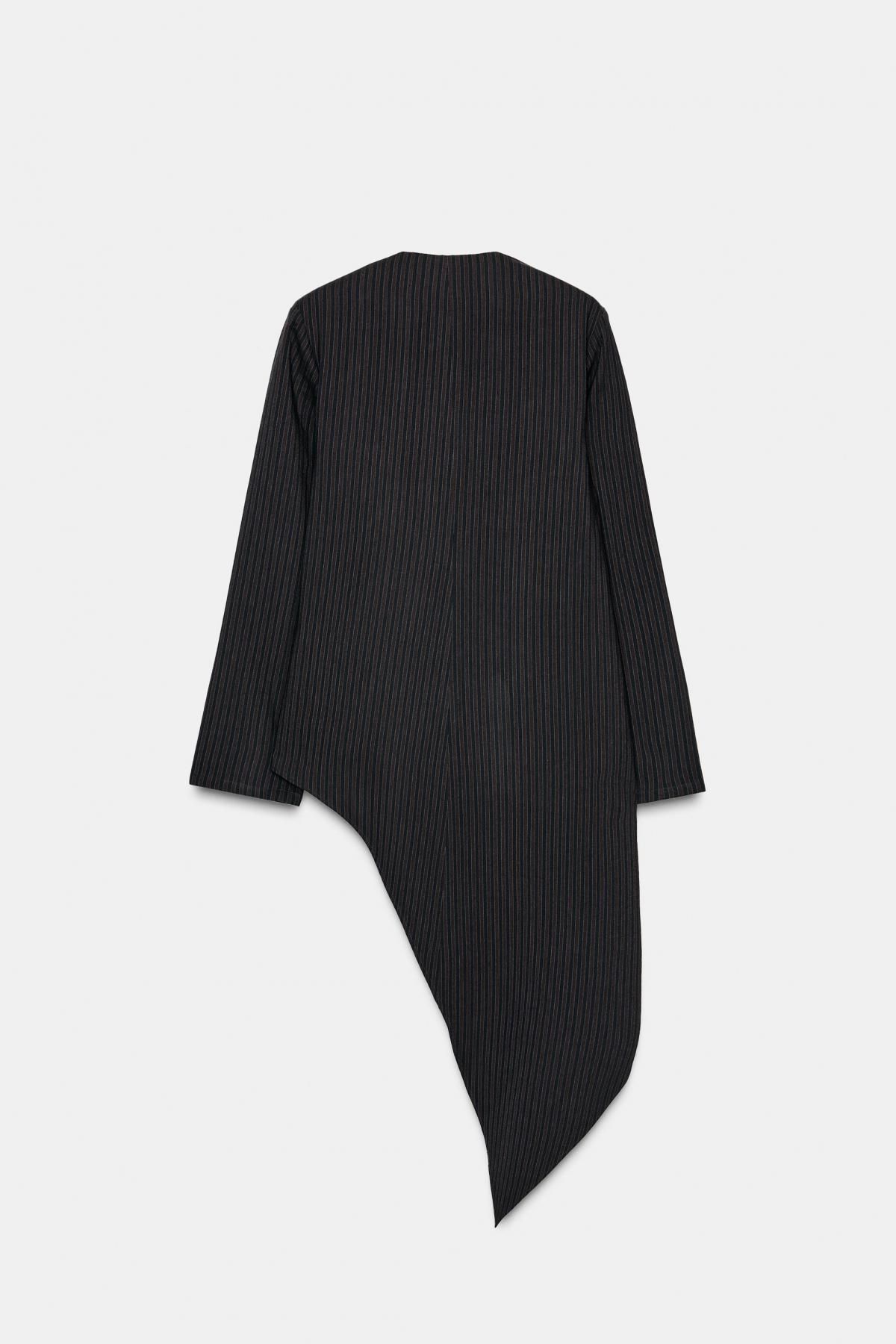 자라 스트라이프 비대칭 브이넥 긴팔 니트 탑 9267/703 NAVY BLUE - 상세 이미지 3