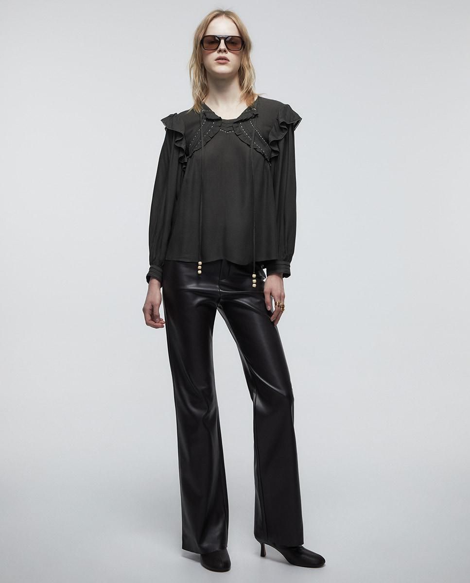 스페라 로맨틱 러플 라운드넥 블라우스 56220207106 VERDE OSCURO - 상세 이미지 2