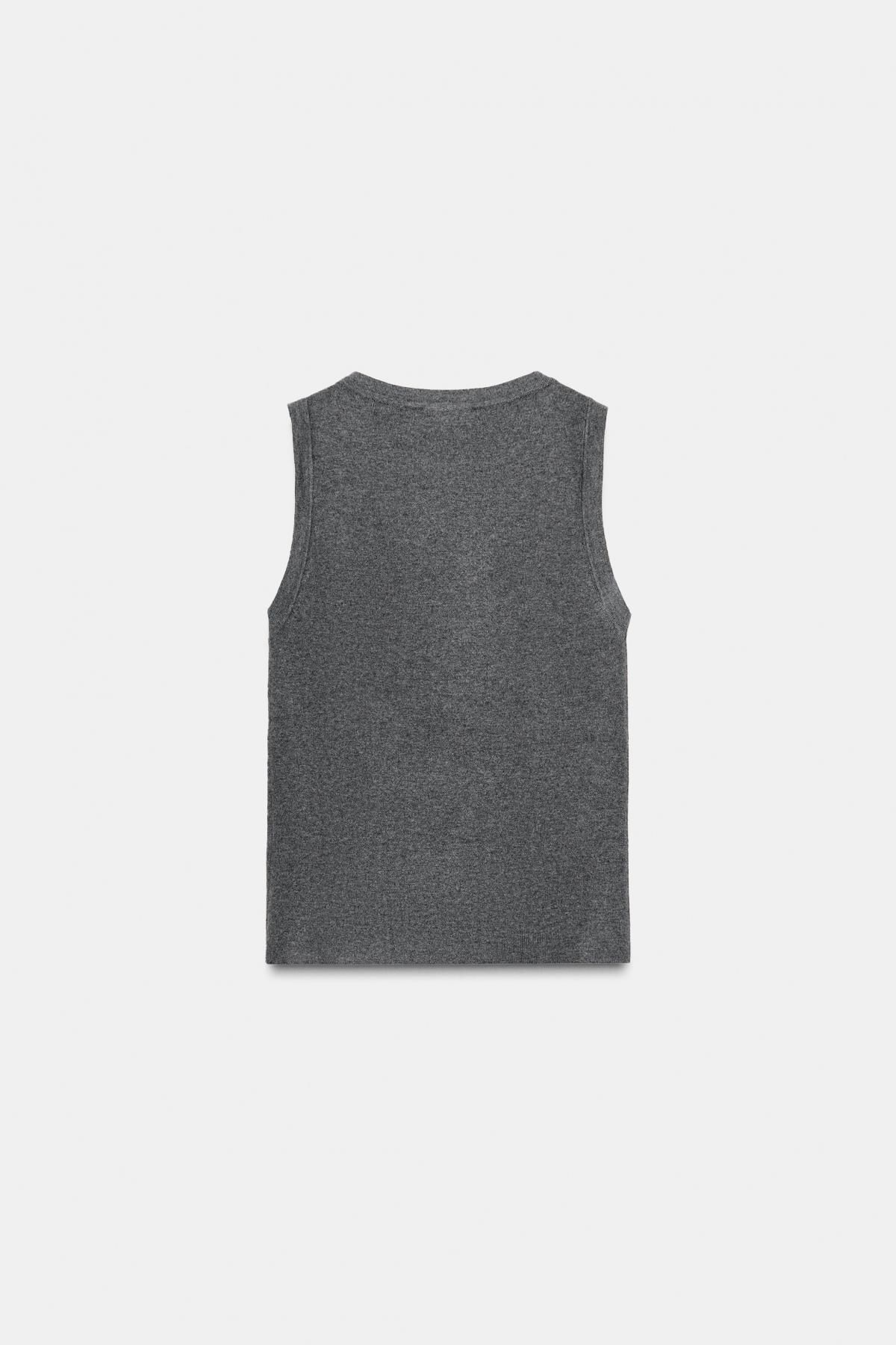 자라 베이직 라운드넥 니트 민소매 탑 5755/128 GREY MARL - 상세 이미지 2