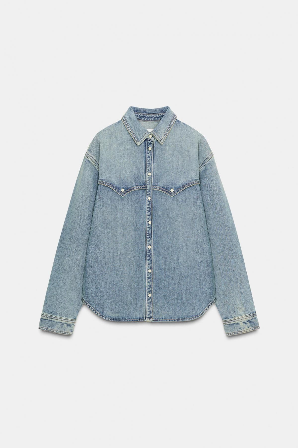 자라 캐주얼 오버핏 긴팔 데님 셔츠 4083/226 MID-BLUE - 메인 이미지