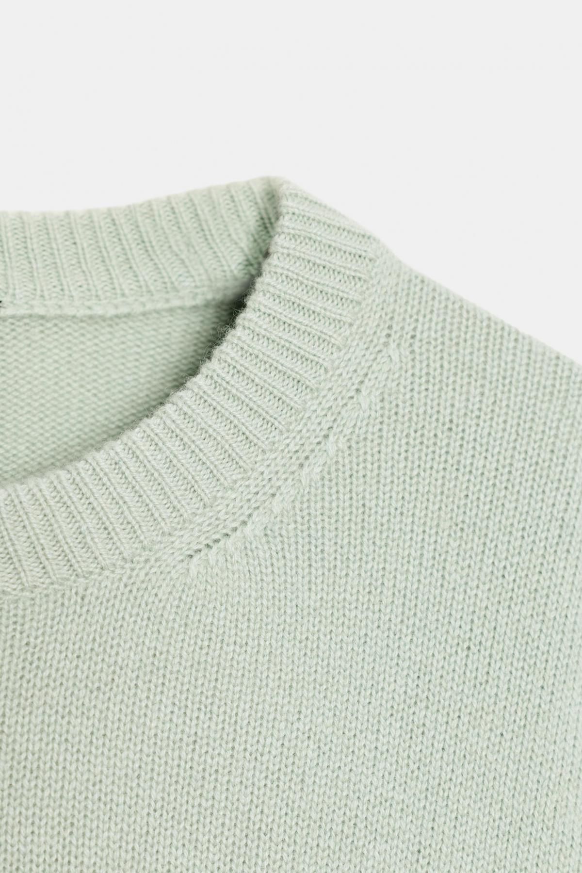 자라 프리미엄 캐시미어 오버사이즈 라운드넥 니트 2893/165 SEA GREEN - 상세 이미지 5