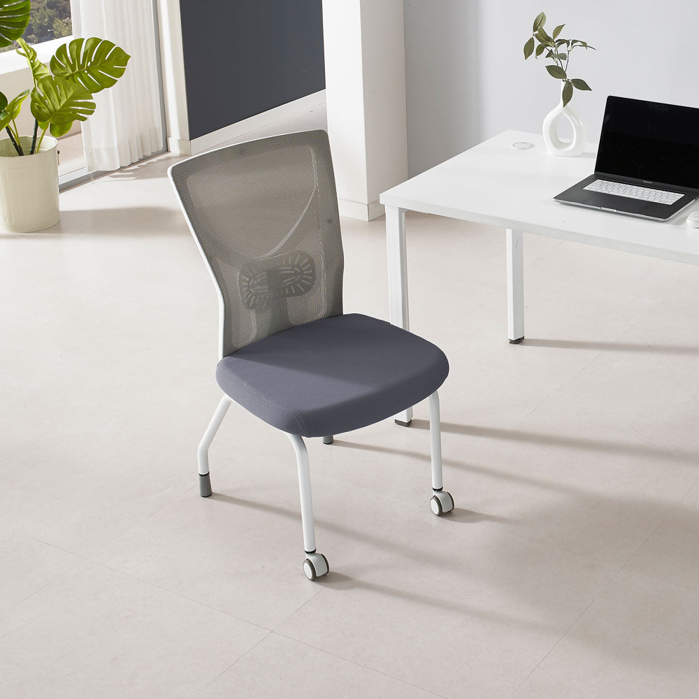 AS40 팔걸이없는의자 요추 편안한 회의용의자 회의실 공부 컴퓨터 책상 의자 바퀴4개
