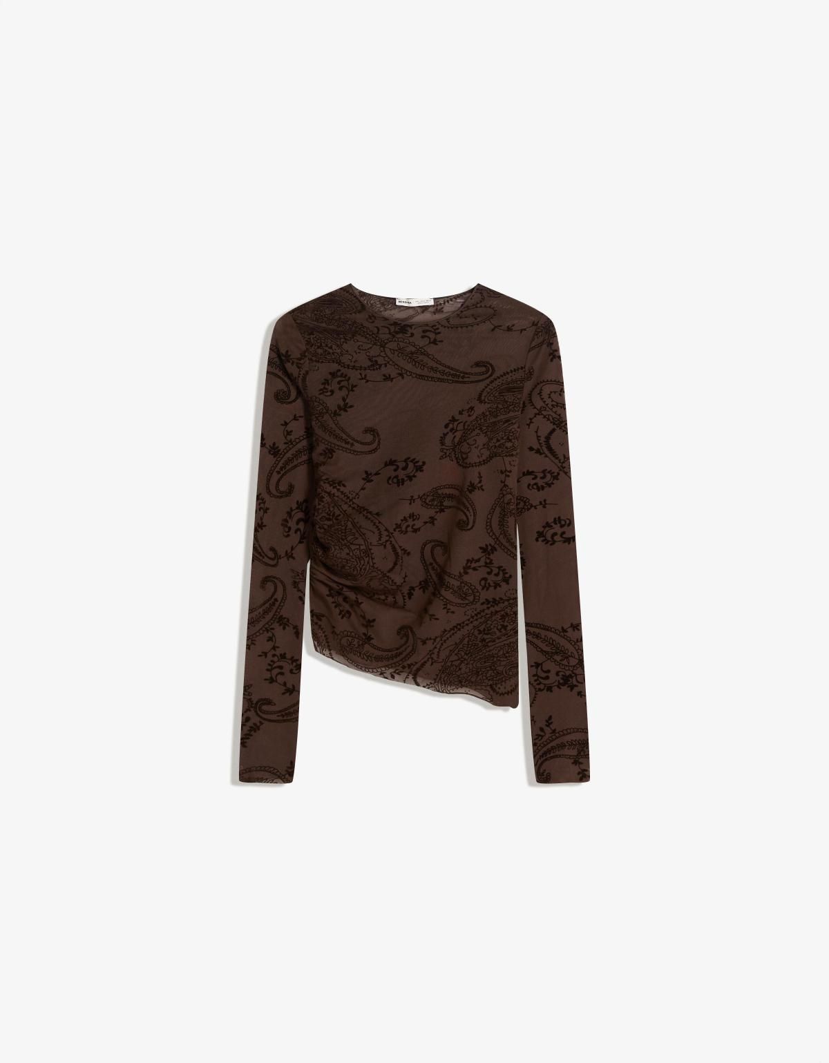 버쉬카 비대칭 테크니컬 튤 긴팔 티셔츠 7651/173 BROWN - 상세 이미지 2