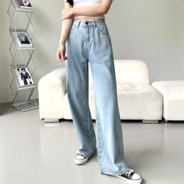 뒷밴딩 와이드 롱 청바지 테스티 밴딩청바지 와이드팬츠 - 상품 이미지