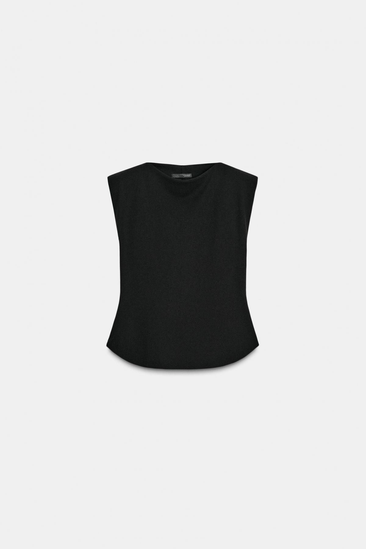 자라 크레이프 숄더패드 민소매 페플럼 탑 1165/851 BLACK - 메인 이미지