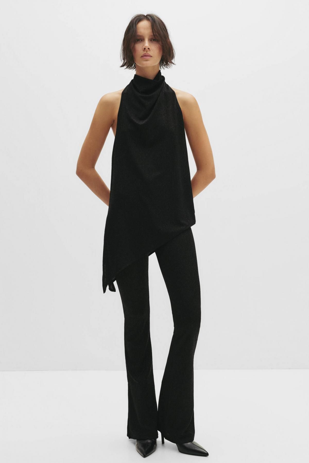 풀앤베어 샤이니 스트레치 블랙 플레어 팬츠 7674/332 BLACK - 상세 이미지 2