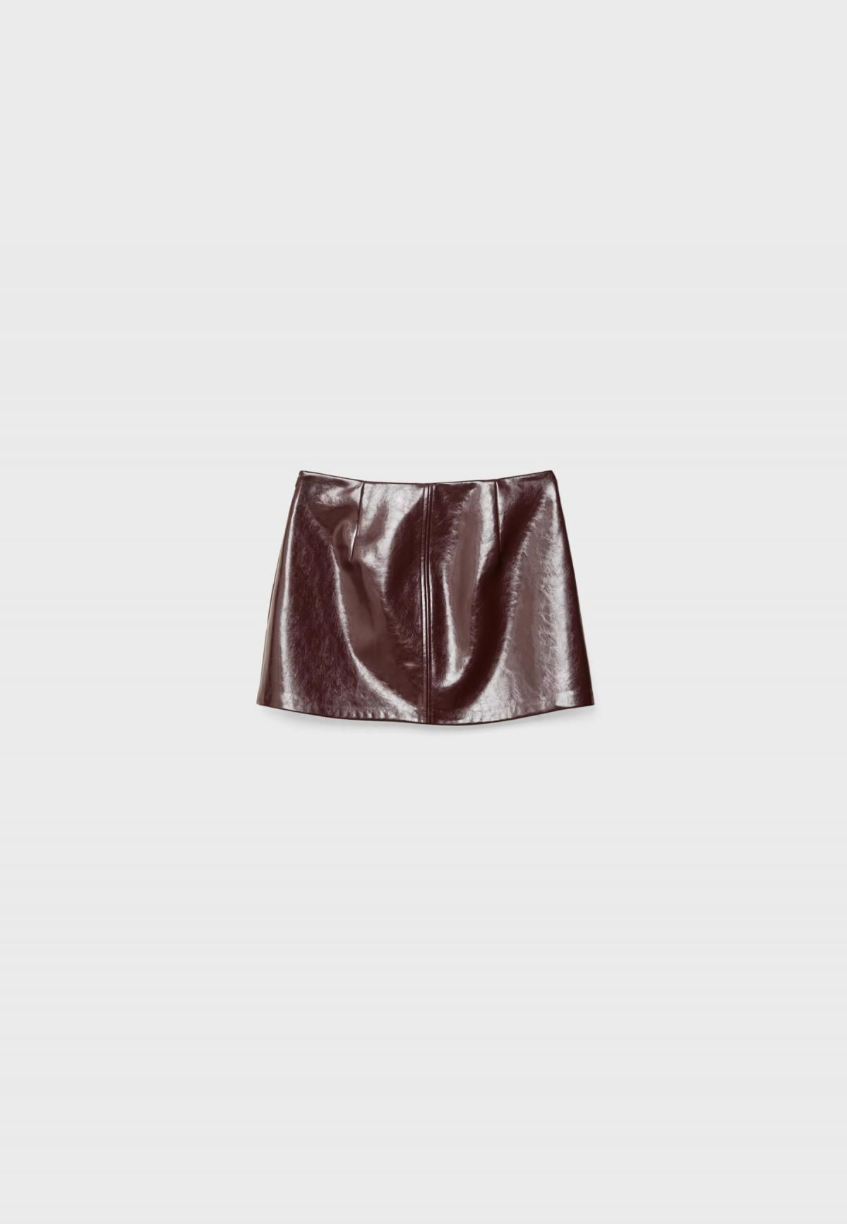 스트라디바리우스 가죽 효과 미니 스커트 팬츠 4707/706 BURGUNDY - 상세 이미지 2