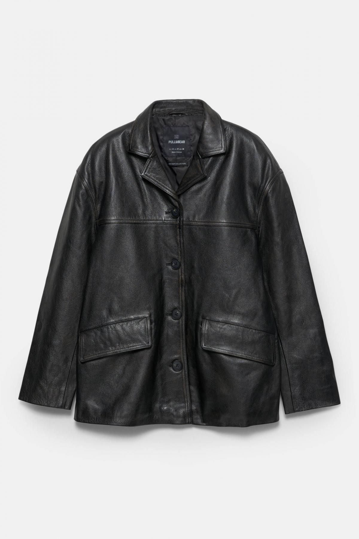 풀앤베어 빈티지 블랙 100 레더 자켓 7700/373 BLACK - 메인 이미지