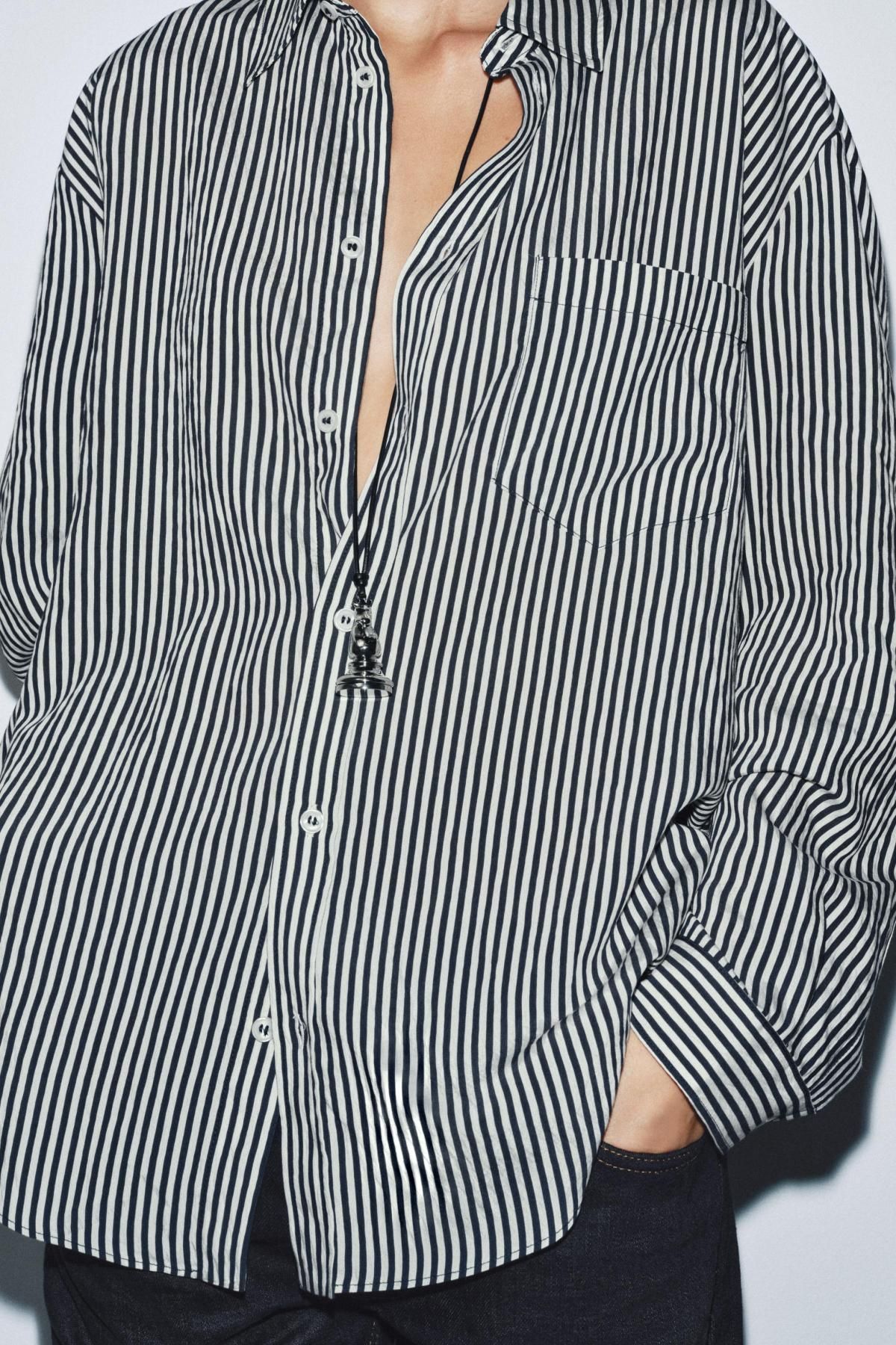 자라 테크니컬 스트라이프 루즈핏 긴팔 셔츠 4333/250 STRIPES - 상세 이미지 5