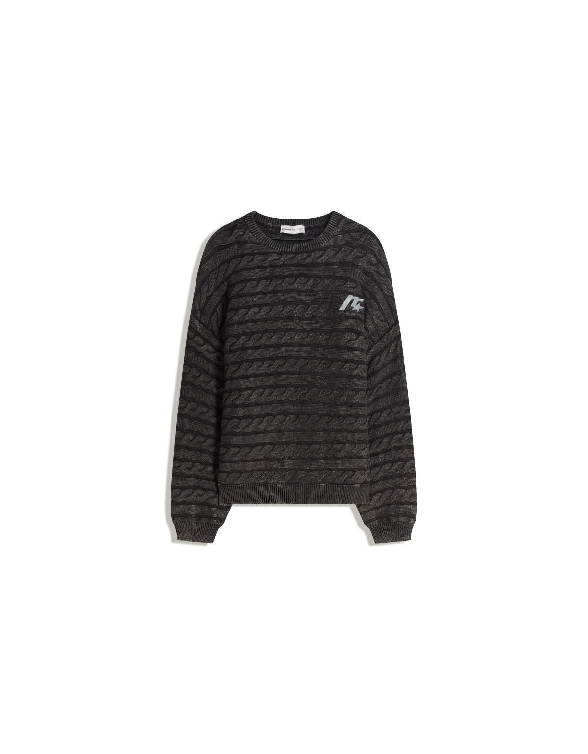 버쉬카 자수 라운드넥 케이블 니트 스웨터 7111/623 DARK GREY - 상세 이미지 2
