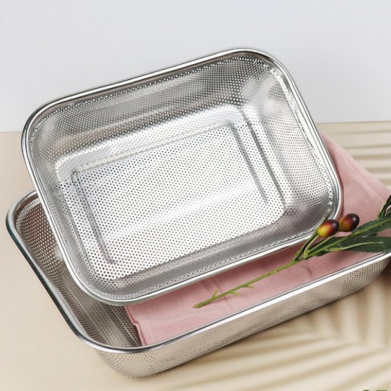 펀칭볼 채반 스텐 소쿠리 채망 사각 야채 과일 - 메인 이미지
