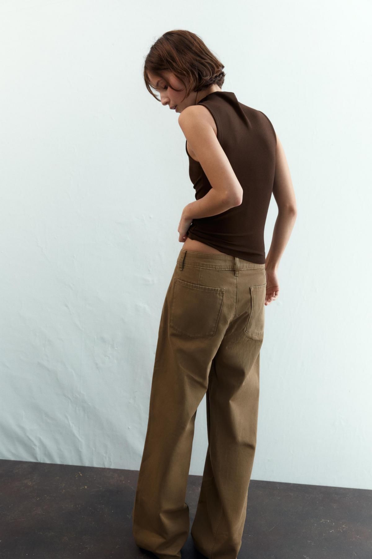 자라 모달 코튼 하이넥 민소매 티셔츠 3641/871 BROWN - 상세 이미지 4