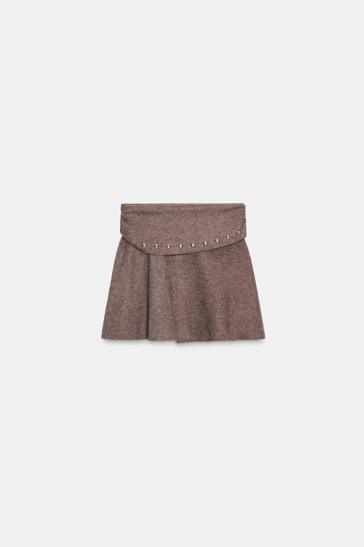 자라 소프트 스터드 플레어 미니 스커트 5039/852 BROWN MARL - 메인 이미지