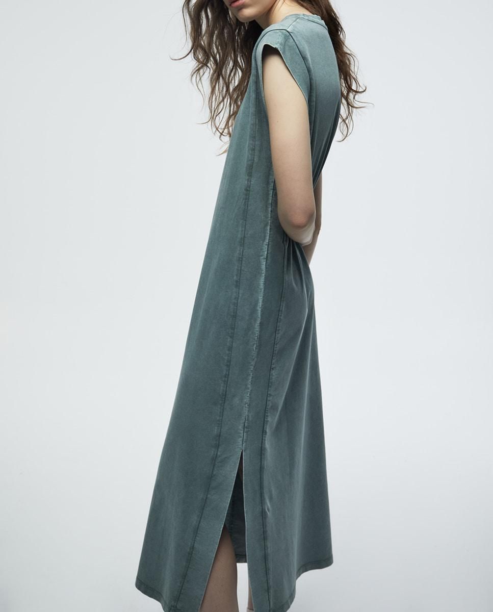 스페라 미니멀 코튼 미디 원피스 58462106145 VERDE - 상세 이미지 3