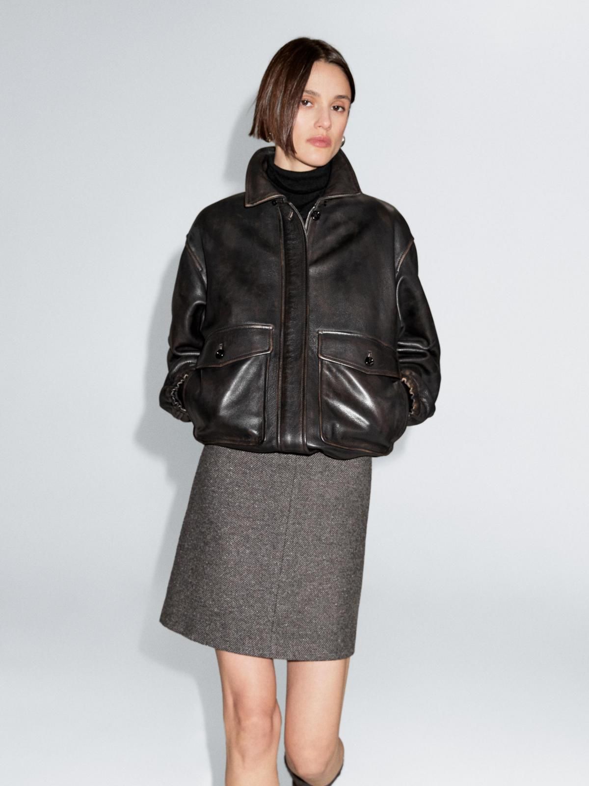 마시모두띠 멜란지 알파카 울 블렌드 미니 스커트 5226/505 DARK GREY - 상세 이미지 4