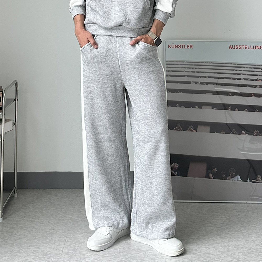 남자 바지 트레이닝 밴딩 트랙 와이드 팬츠 남자 니트팬츠 - 상세 이미지 2