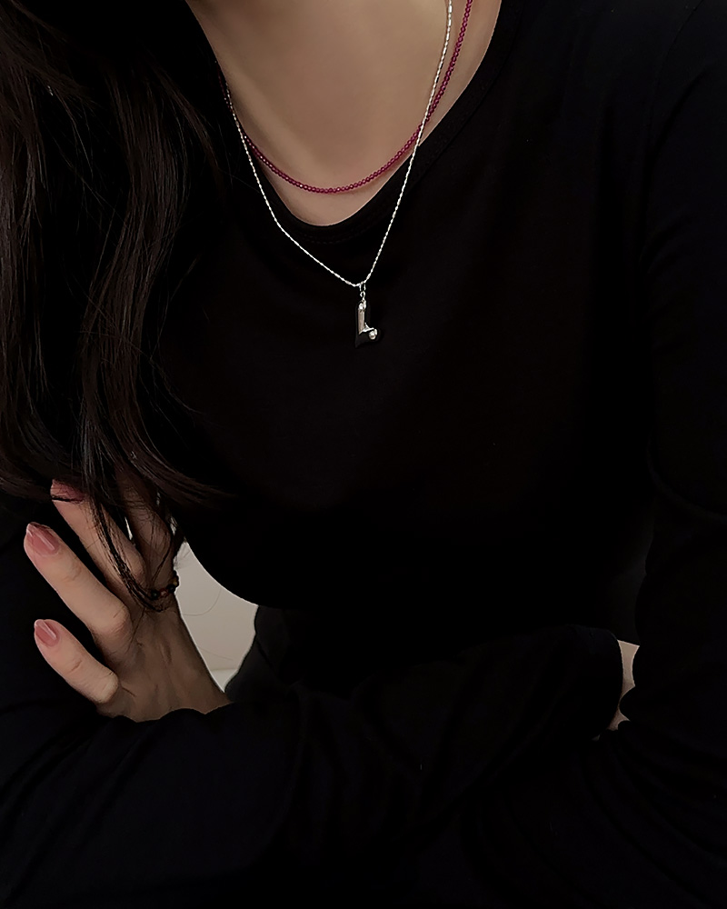 실버 925 블라썸 통통 하트 볼륨 목걸이 - 상세 이미지 4