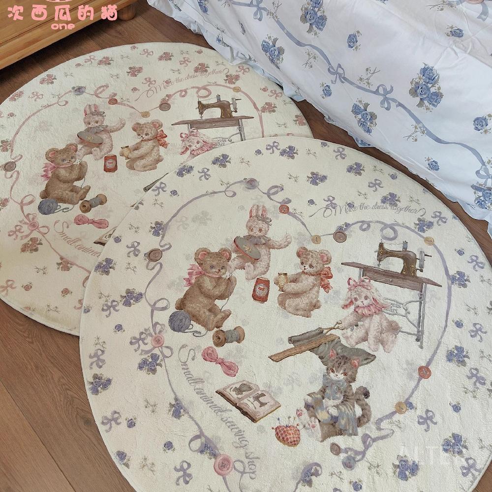 빈티지 발러그 공주 침대 주방 매트 현관 러그 발매트 핑크 침대 옆 러그 50x150cm - 상세 이미지 4