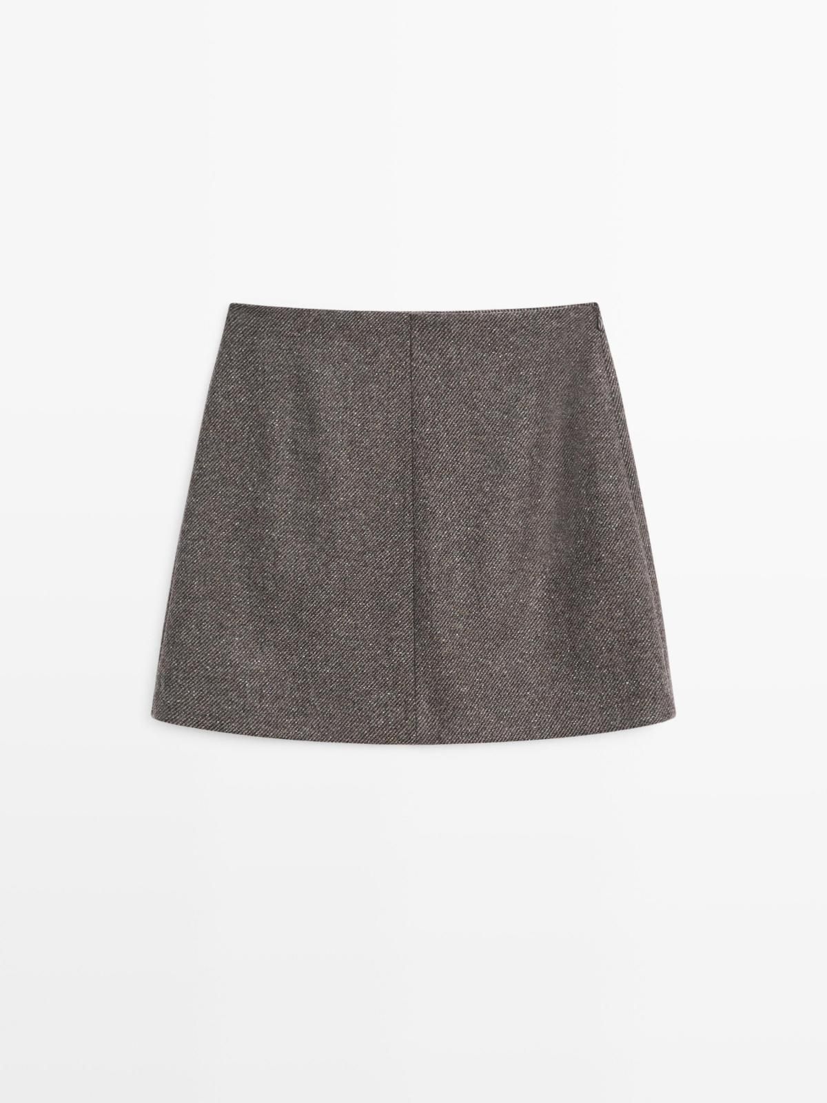 마시모두띠 멜란지 알파카 울 블렌드 미니 스커트 5226/505 DARK GREY - 상품 이미지