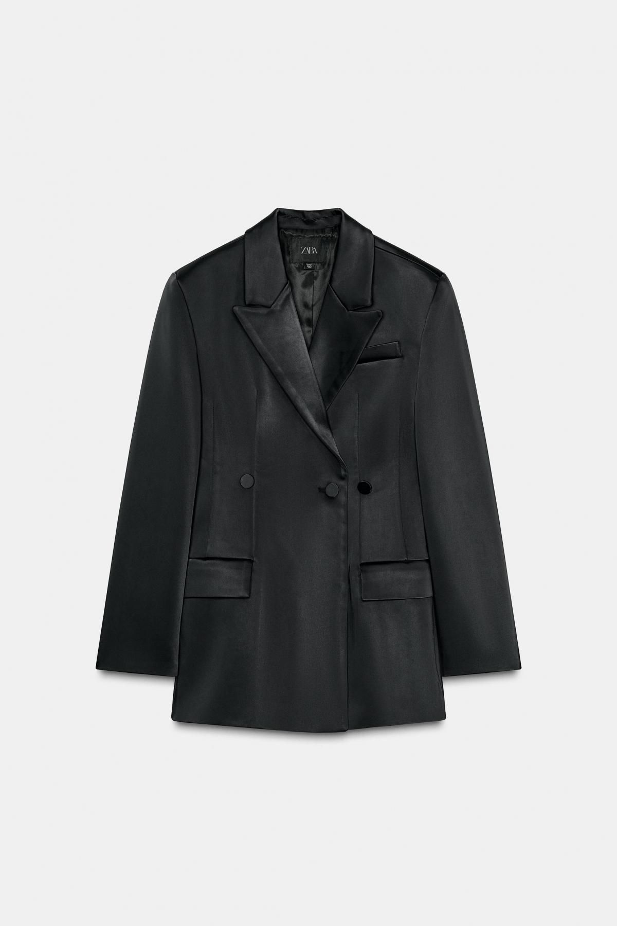 자라 테크니컬 새틴 테일러드 블랙 블레이저 1255/795 BLACK - 상품 이미지