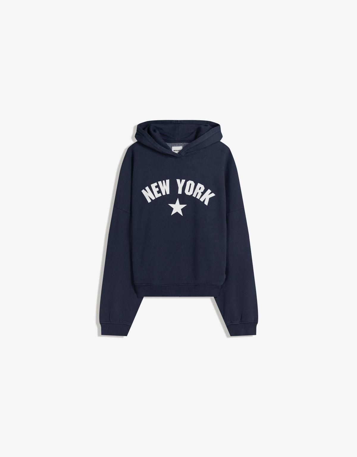 버쉬카 뉴욕 스타 프린트 네이비 후드티 7201/700 NAVY - 메인 이미지
