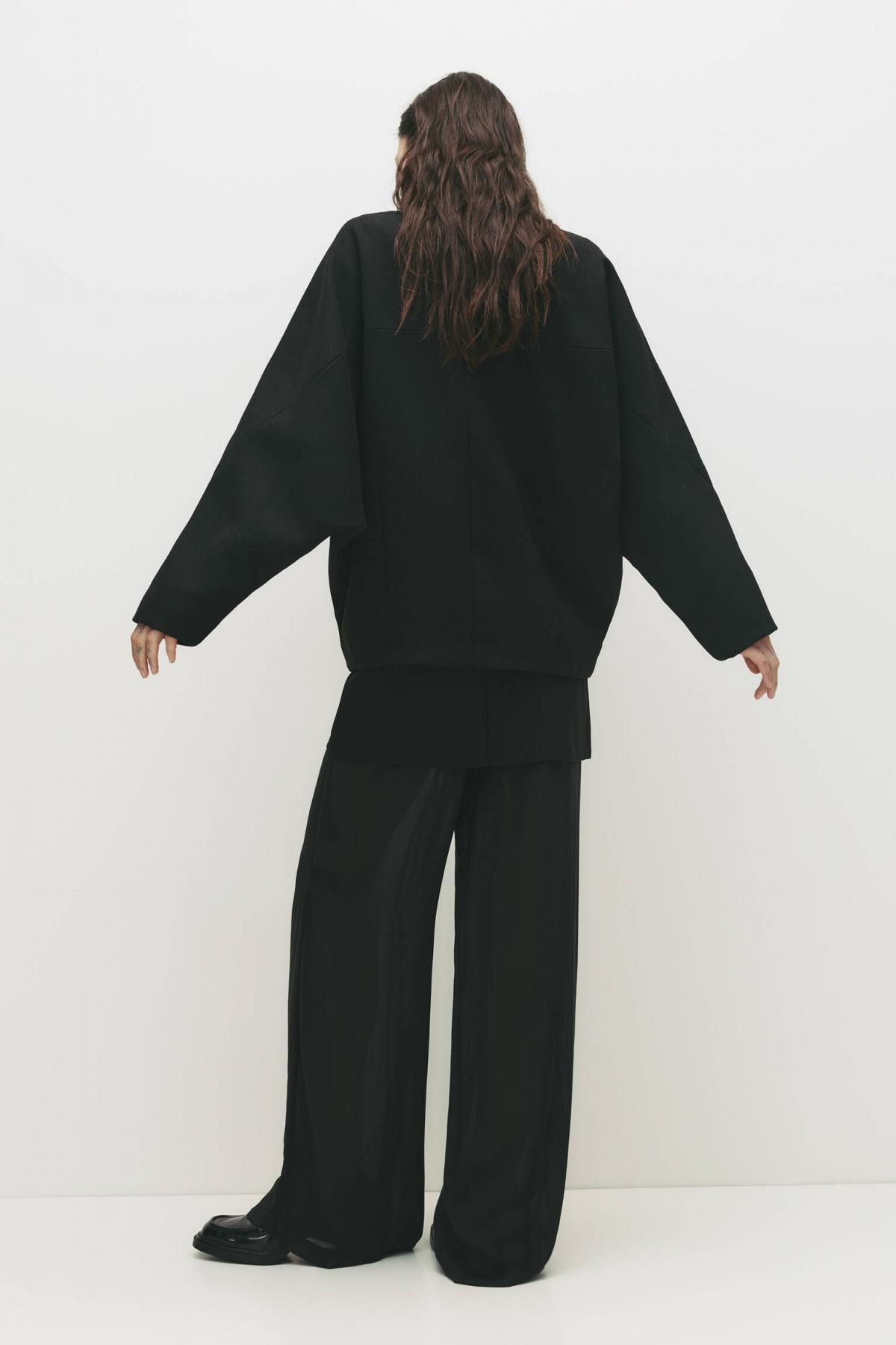 풀앤베어 볼륨 소매 울블렌드 숏 펠트 코트 7800/343 BLACK - 상세 이미지 4