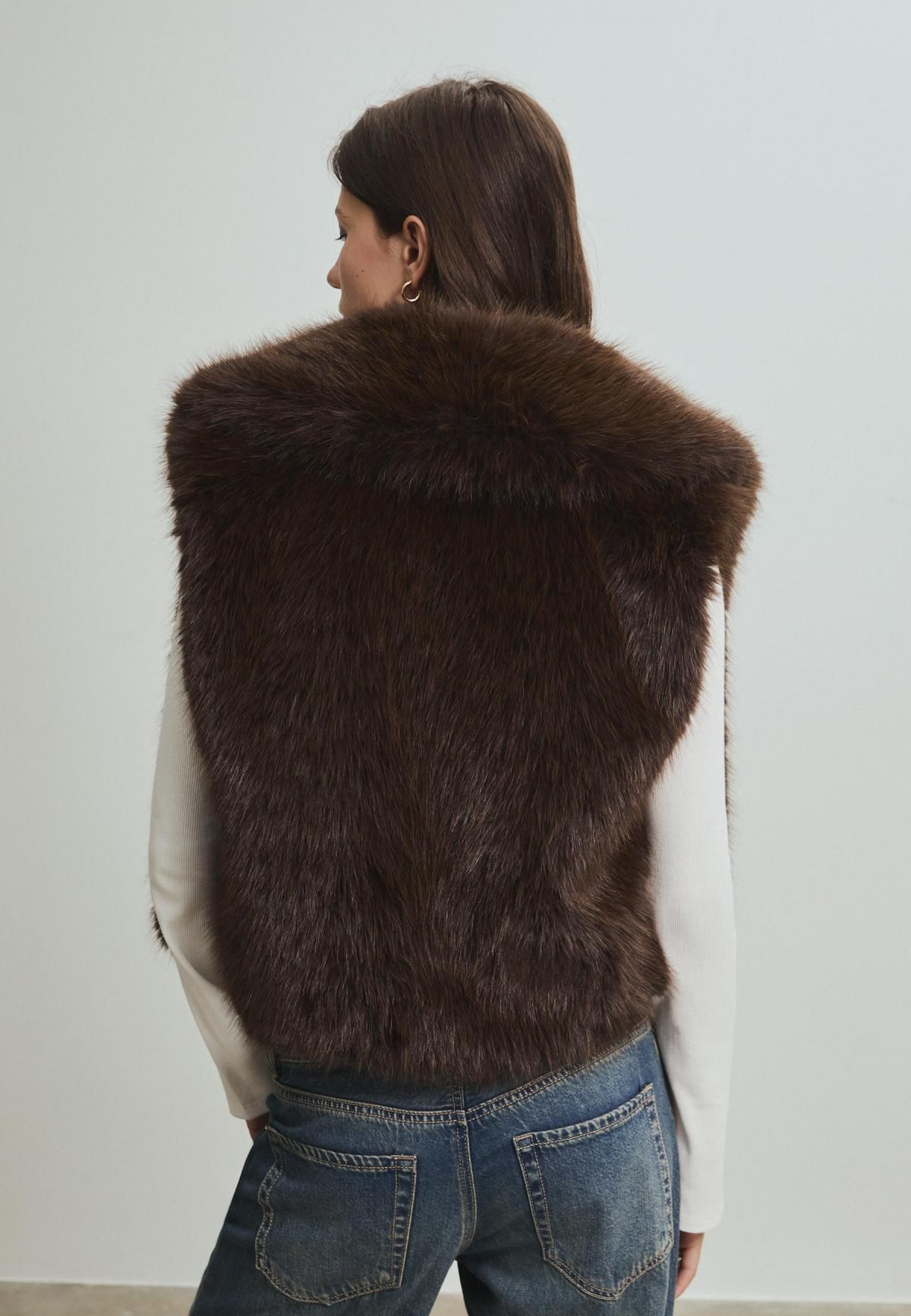 스트라디바리우스 페이크 퍼 트렌디 베스트 5986/884 BROWN 이미지 8