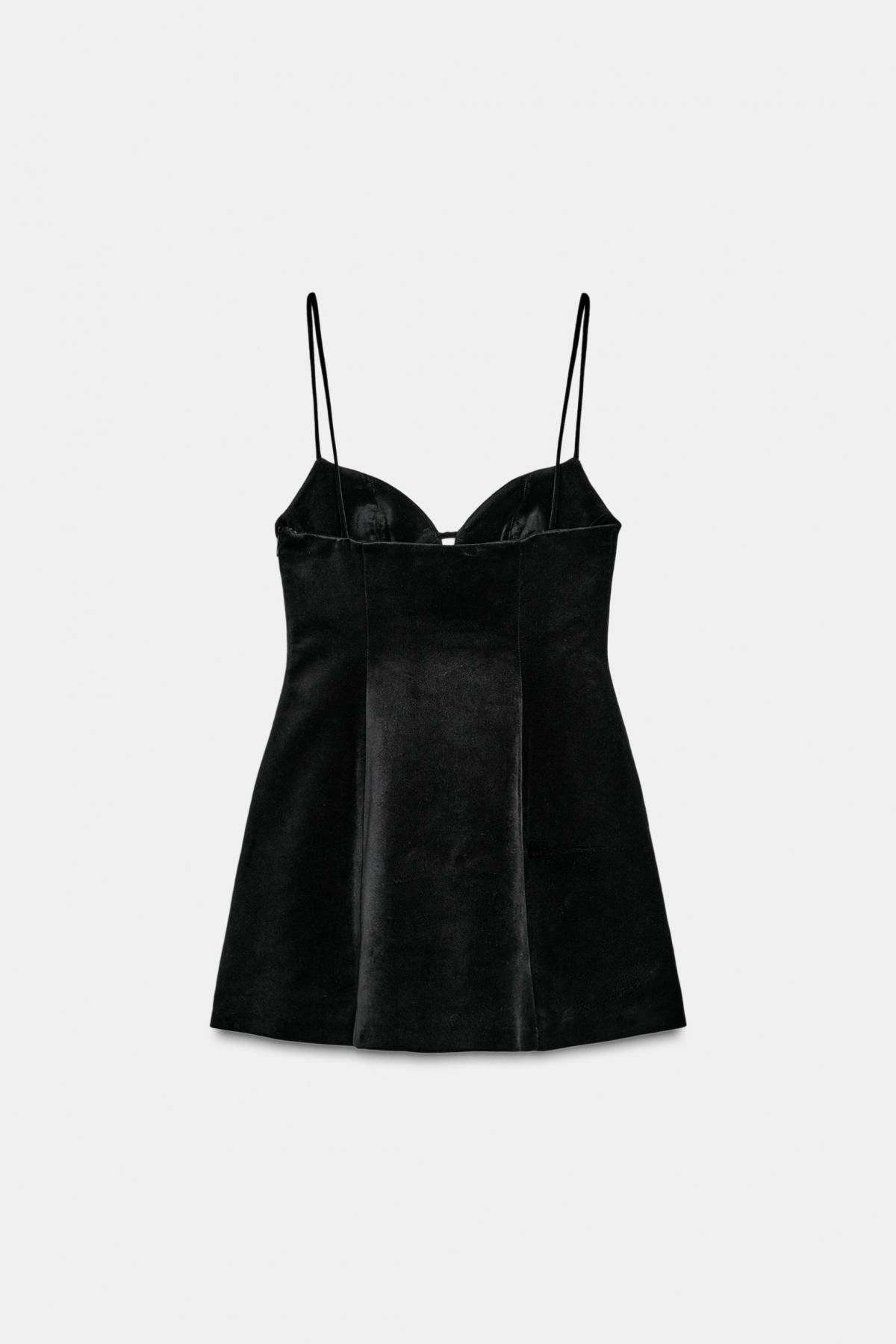 자라 슬림핏 볼륨 스트랩 미니 원피스 9236/150 BLACK 이미지 6
