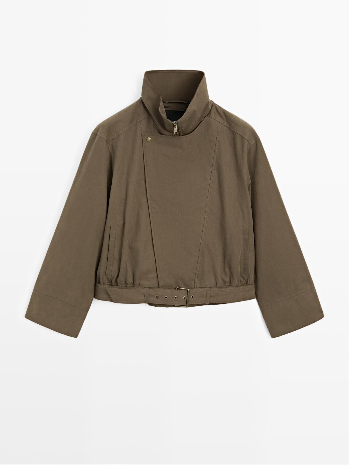 마시모두띠 테크니컬 코튼 블렌드 벨트 크롭 재킷 6729/942 KHAKI - 메인 이미지