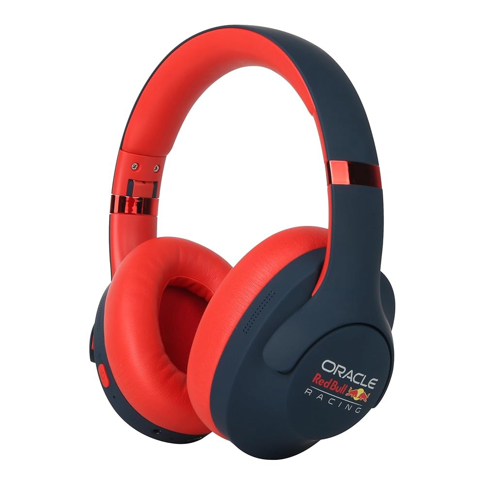 레드불 레이싱 블루투스 헤드폰 RB- 130, 40mm 드라이버, USB-C, 11시간 배터리, AUX 포트, 접이식, 무선, 음악, 게임, 통화, 여행 및 일상적인 사용을 위한 - 상품 이미지