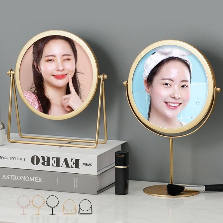 화장 360도 회전 탁상 거울 스탠드 메이크업 화장대 책상 테이블 접이식 손거울 - 메인 이미지