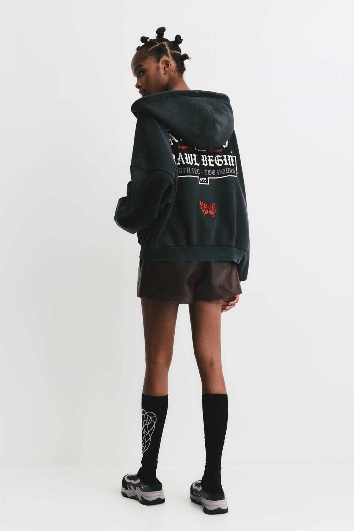 풀앤베어 기묘한 이야기 블랙 집업 후드티 7560/370 BLACK - 상세 이미지 4