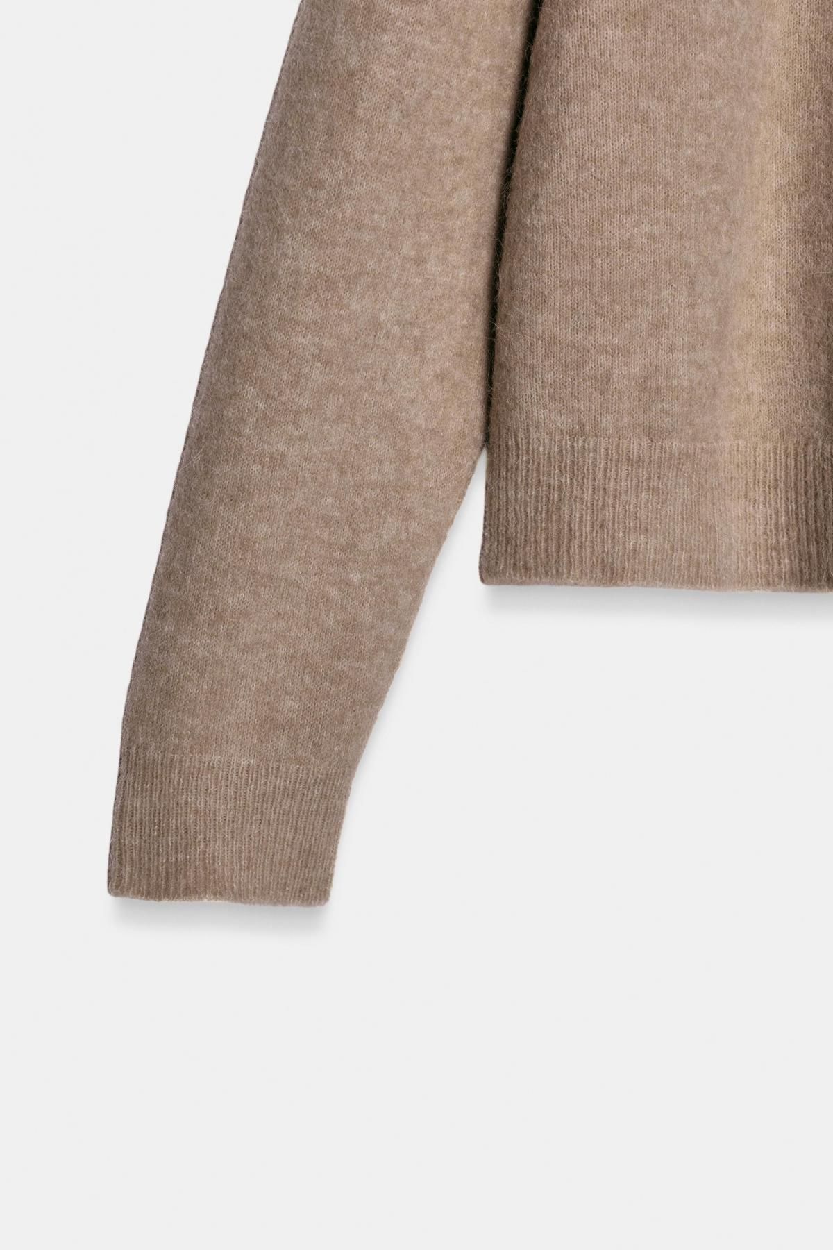 자라 프리미엄 울 알파카 라운드넥 니트 스웨터 9598/151 BROWN / TAUPE 이미지 6