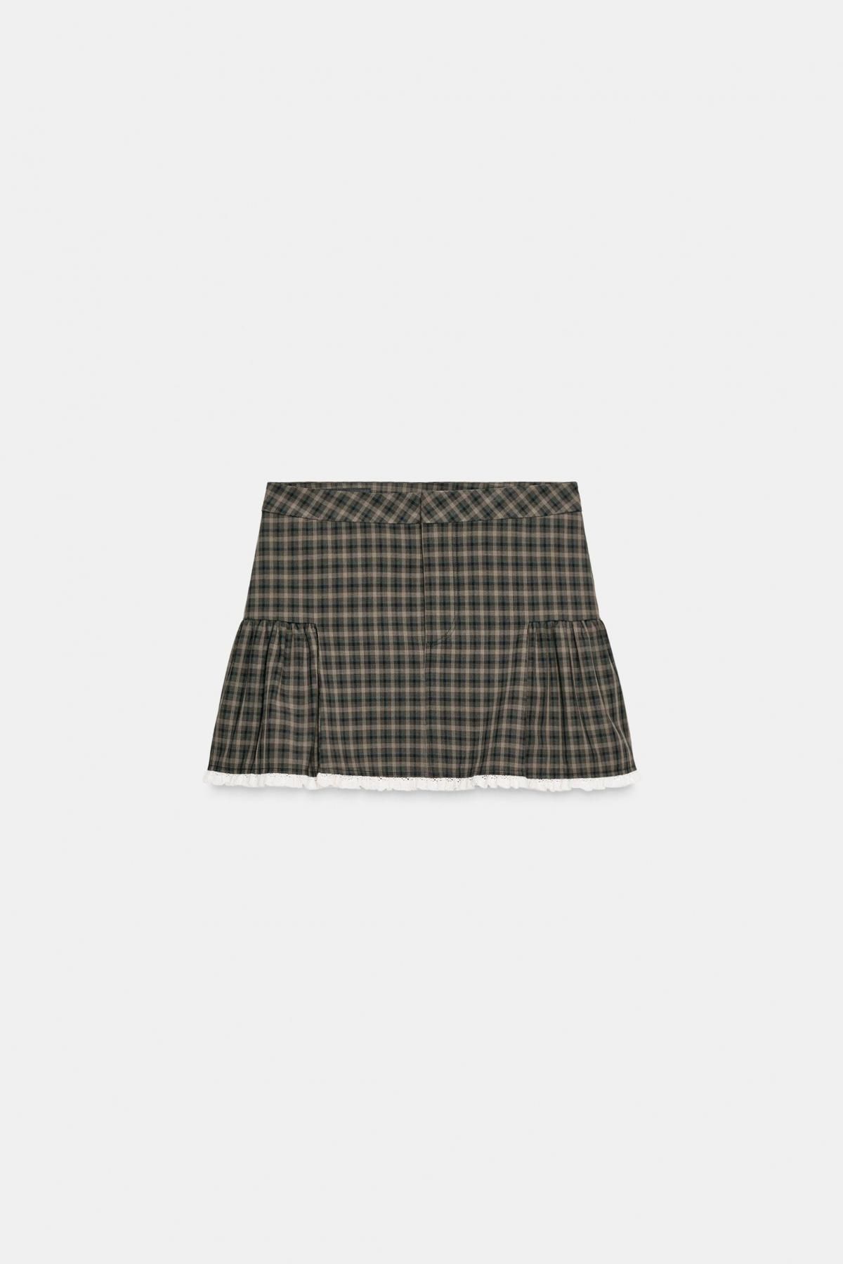자라 트렌디 체크 레이스 미니 스커트 4772/517 GREEN / BLUE - 메인 이미지