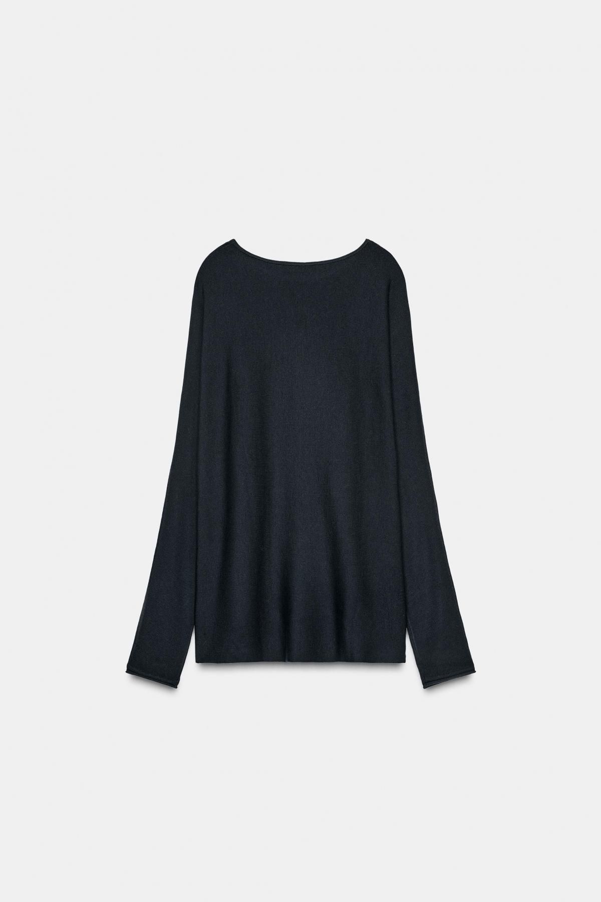 자라 라운드넥 롱 케이프 니트 스웨터 3920/767 NAVY BLUE - 상세 이미지 2
