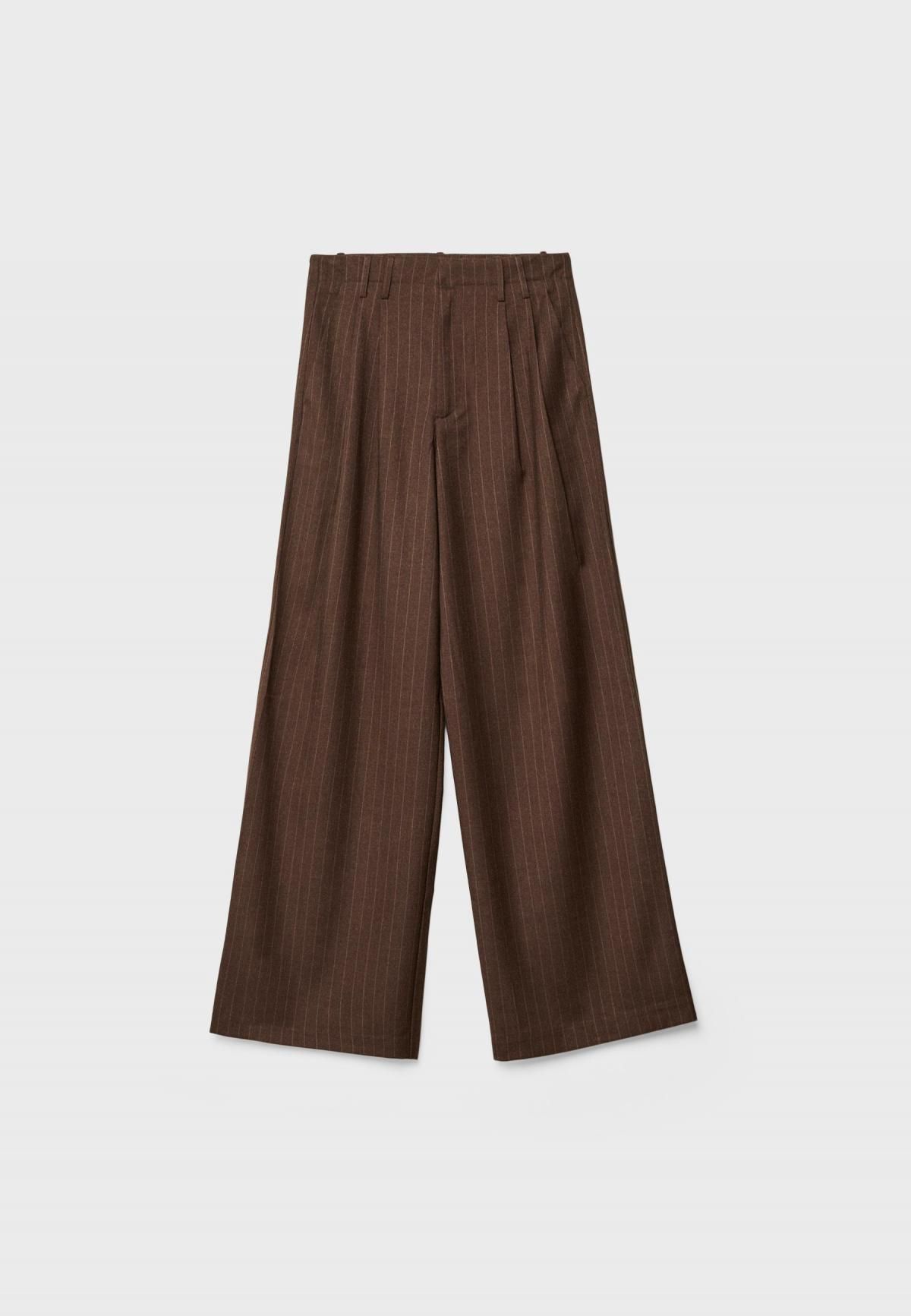 스트라디바리우스 스트라이프 스마트 와이드 슬랙스 팬츠 4552/753 BROWN - 상세 이미지 4