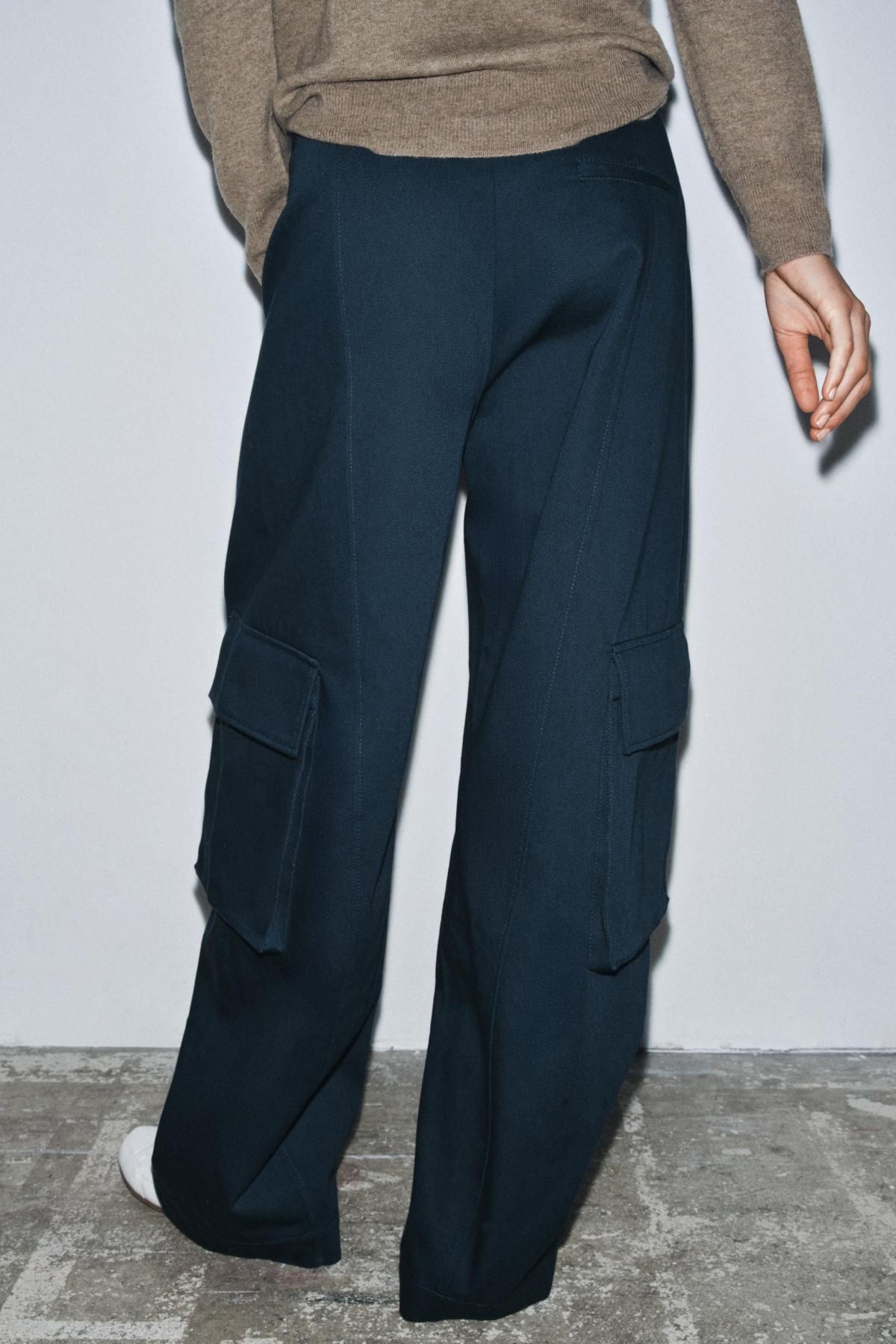 자라 테크니컬 와이드 카고 팬츠 4043/260 NAVY BLUE - 상세 이미지 3
