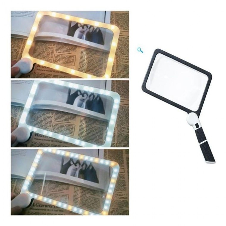 접이식 휴대용 돋보기 LED 선물 독서용 확대경 손잡이형 휴댕용 어른신 신문읽기 사각형 - 상품 이미지