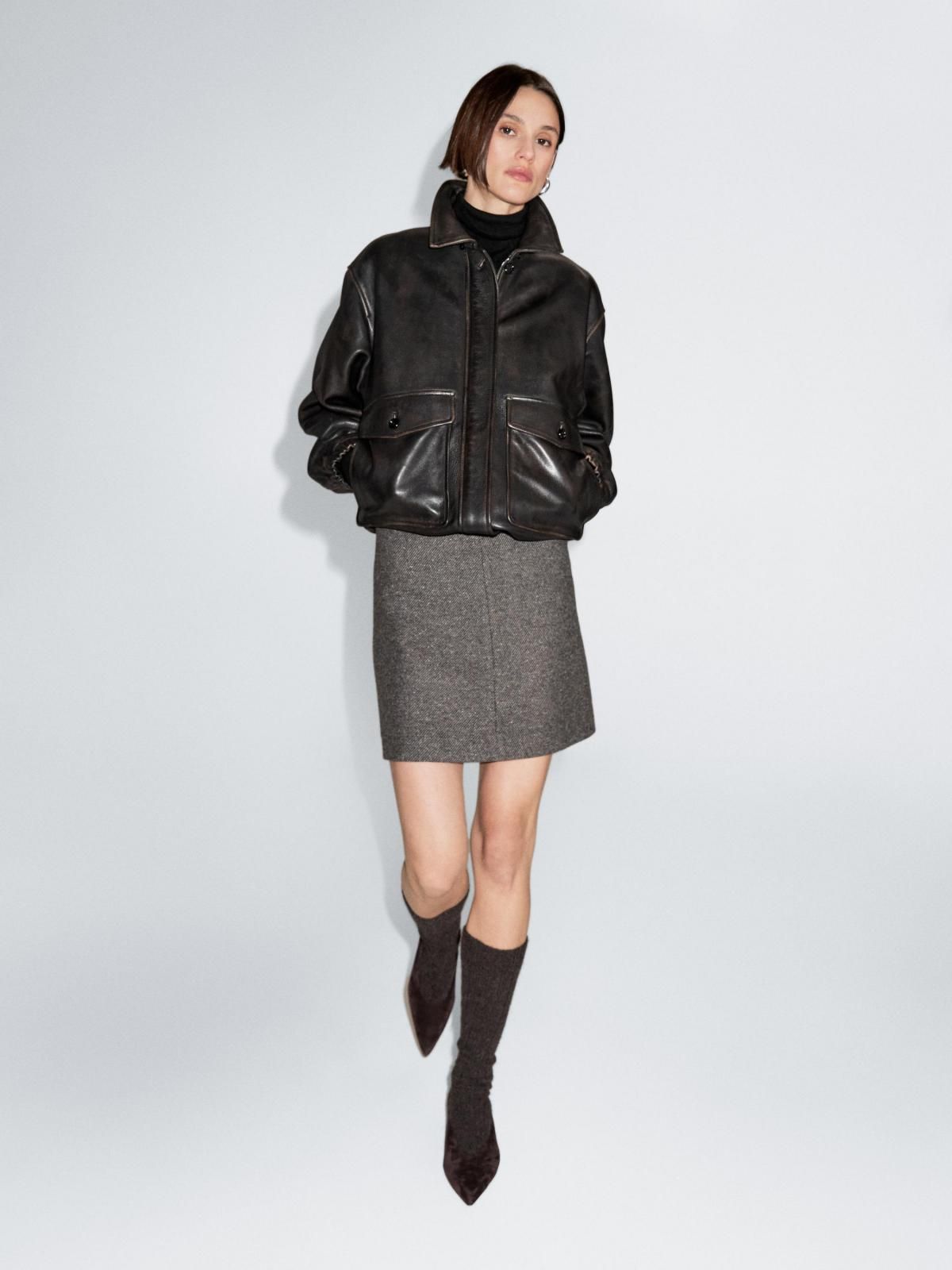 마시모두띠 멜란지 알파카 울 블렌드 미니 스커트 5226/505 DARK GREY - 상세 이미지 2