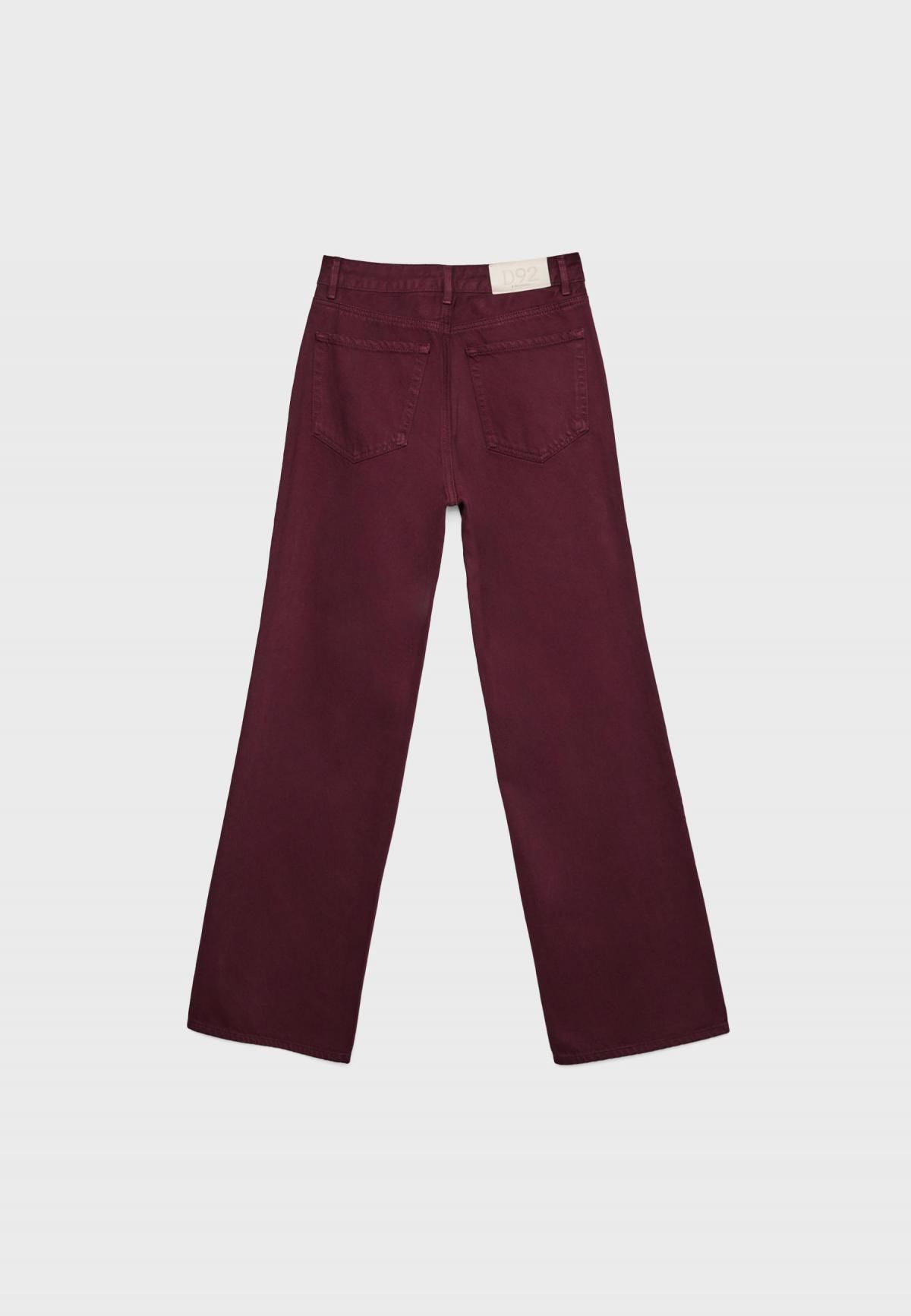 스트라디바리우스 버건디 하이라이즈 스트레이트 와이드 데님 팬츠 4891/547 BURGUNDY - 상세 이미지 2